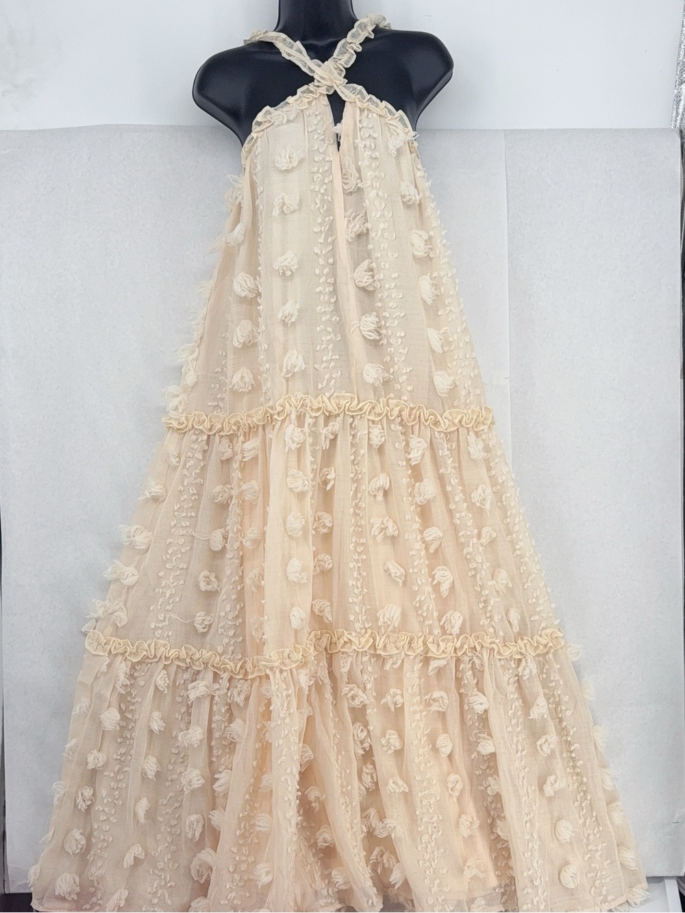 VICI Cross of Sunlight Tulle Maxi Dress - Cream size M - Picture 2 of 11